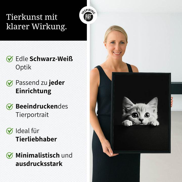 Leinwandbild: Tierporträt Katze "Misty" in Schwarz-Weiß