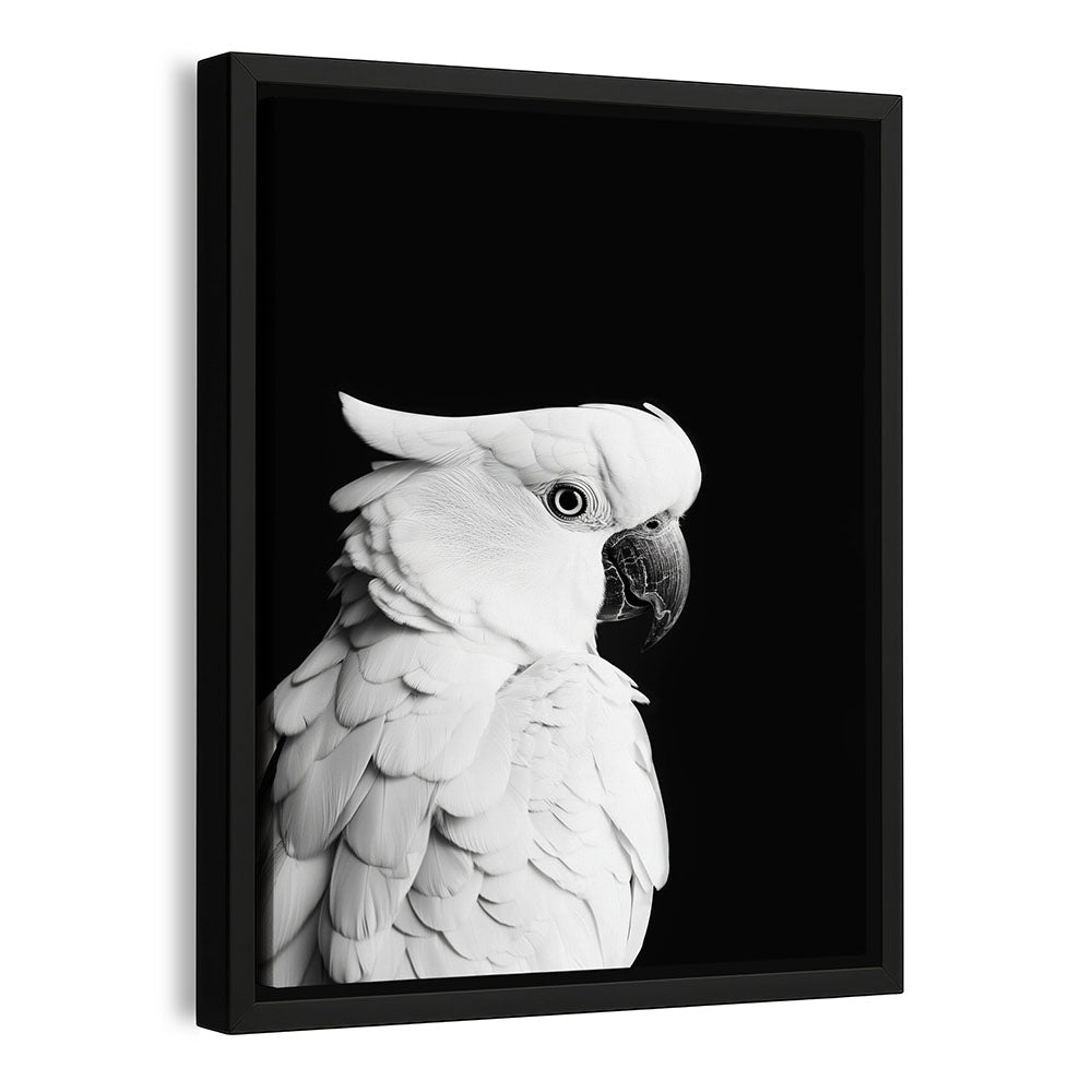 Wandbild mit Rahmen Papagei Schwarz Weiß