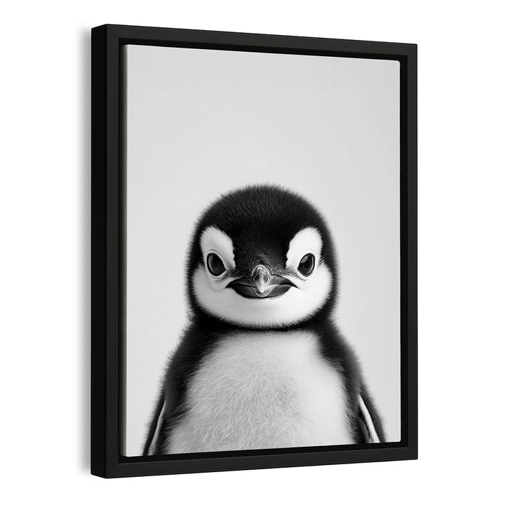 Gerahmte Leinwand Pinguinbaby Schwarz Weiß