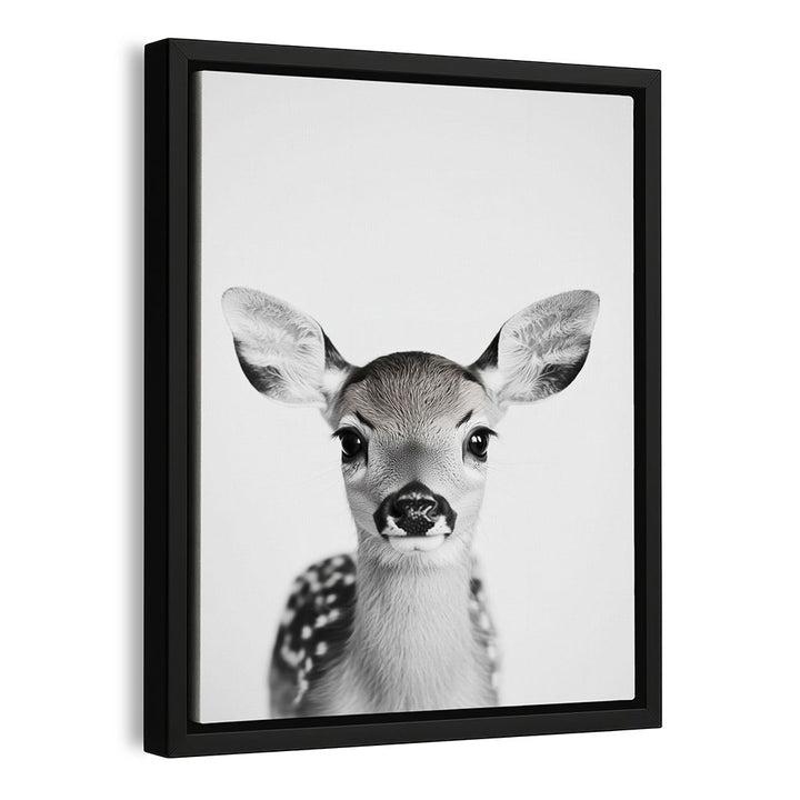 Wandbild mit Rahmen Reh Schwarz Weiß