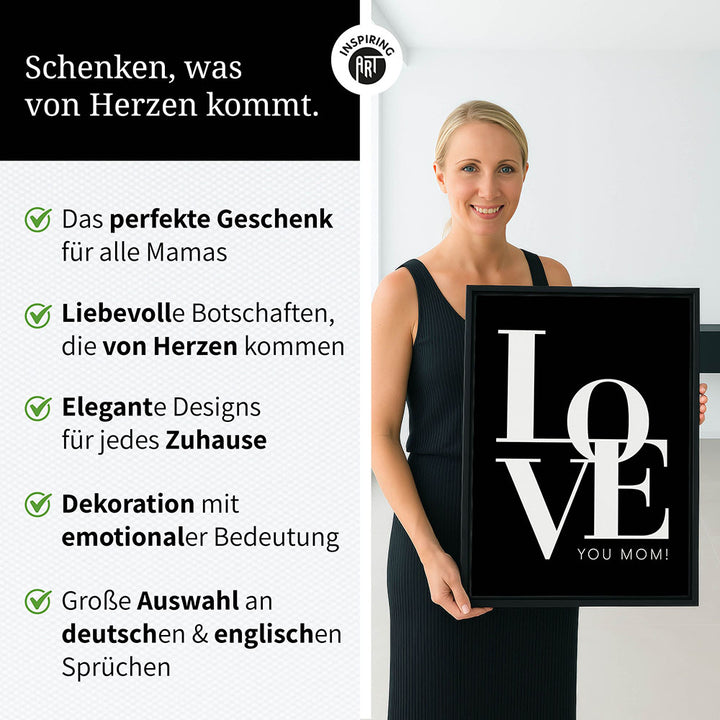 "Love you Mom" - Leinwandbild in Schwarz-Weiß