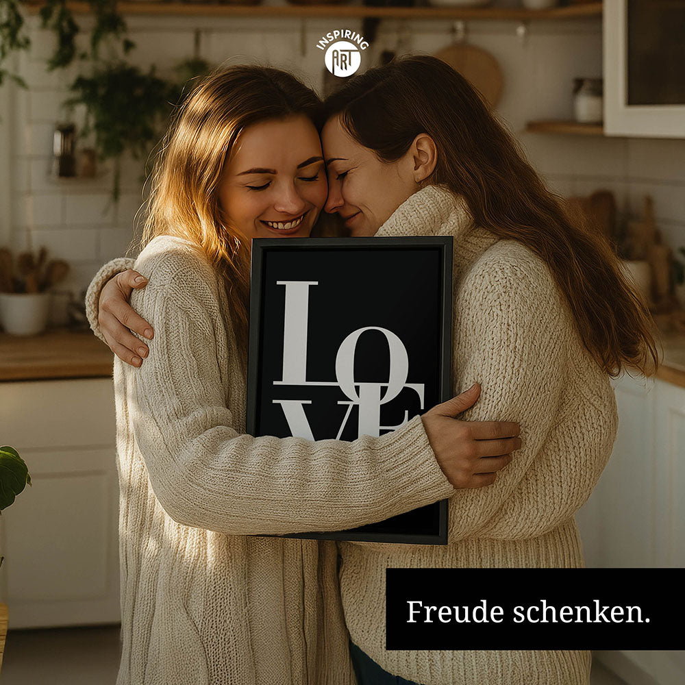 "Love you Mom" - Leinwandbild in Schwarz-Weiß