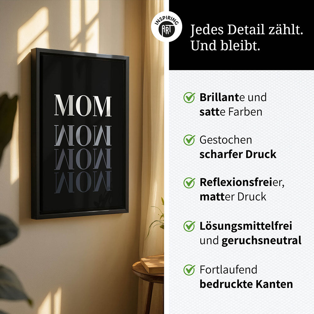"Mom-Wow" - Leinwandbild in Schwarz-Weiß