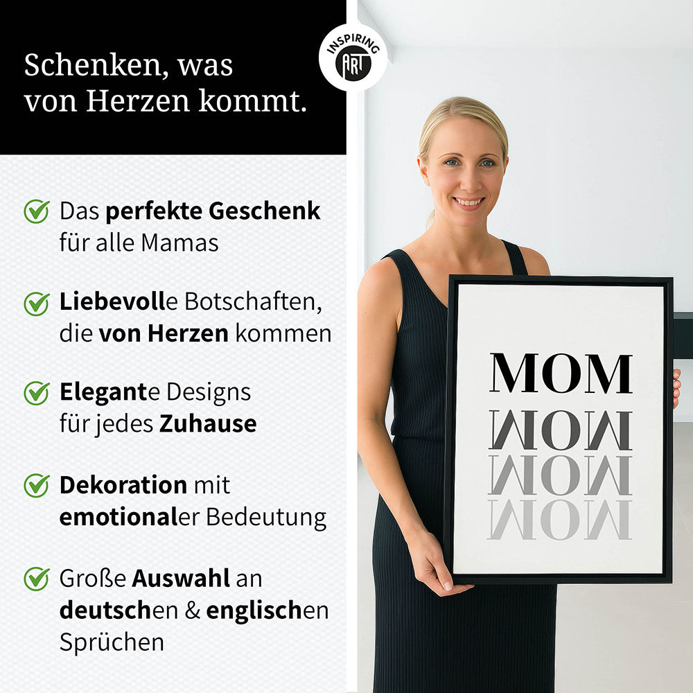 "Mom-Wow" - Leinwandbild in Weiß-Schwarz