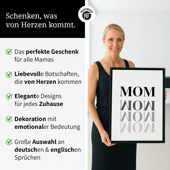"Mom-Wow" - Leinwandbild in Weiß-Schwarz