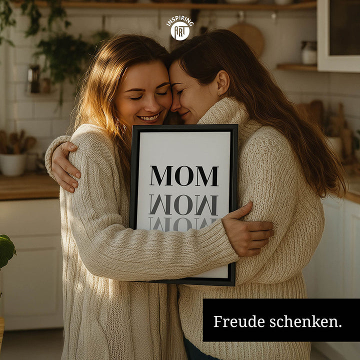 "Mom-Wow" - Leinwandbild in Weiß-Schwarz