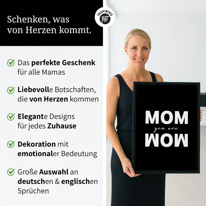 "Mom you are wow" - Leinwandbild in Schwarz-Weiß