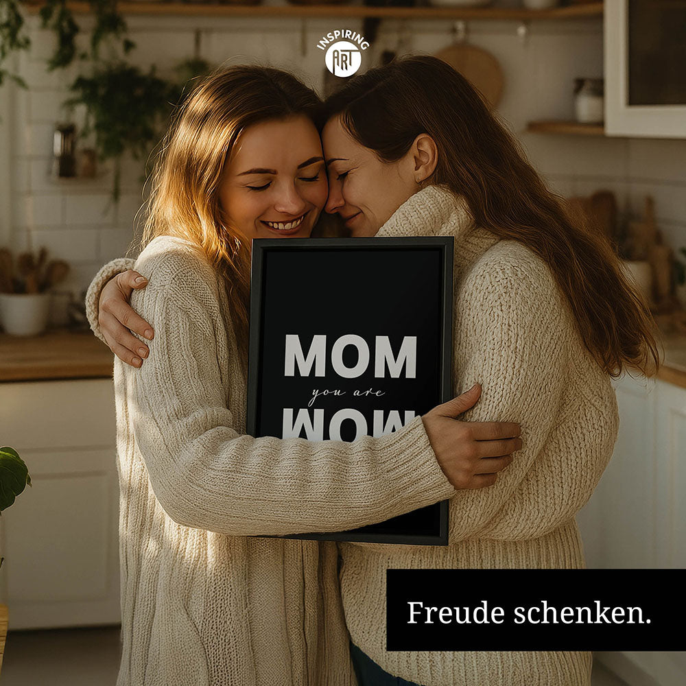 "Mom you are wow" - Leinwandbild in Schwarz-Weiß