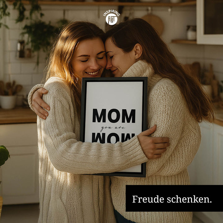 "Mom you are wow" - Leinwandbild in Weiß-Schwarz