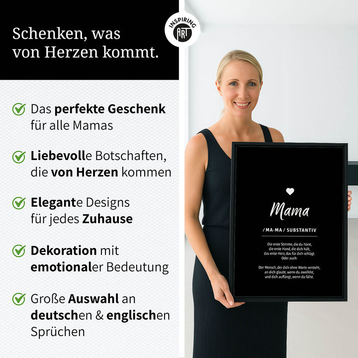 Mama - Wortdefinition - Leinwandbild in Schwarz-Weiß