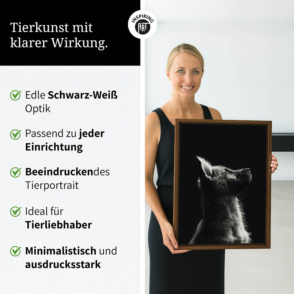 Leinwandbild: Tierporträt Hund "Lex" in Schwarz-Weiß