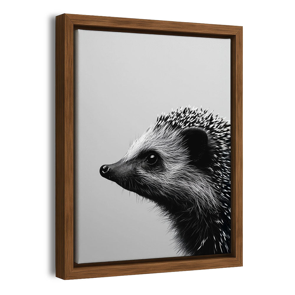 Igel gerahmtes Leinwandbild Schwarz Weiß