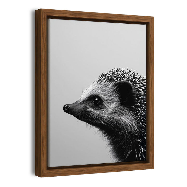Igel gerahmtes Leinwandbild Schwarz Weiß
