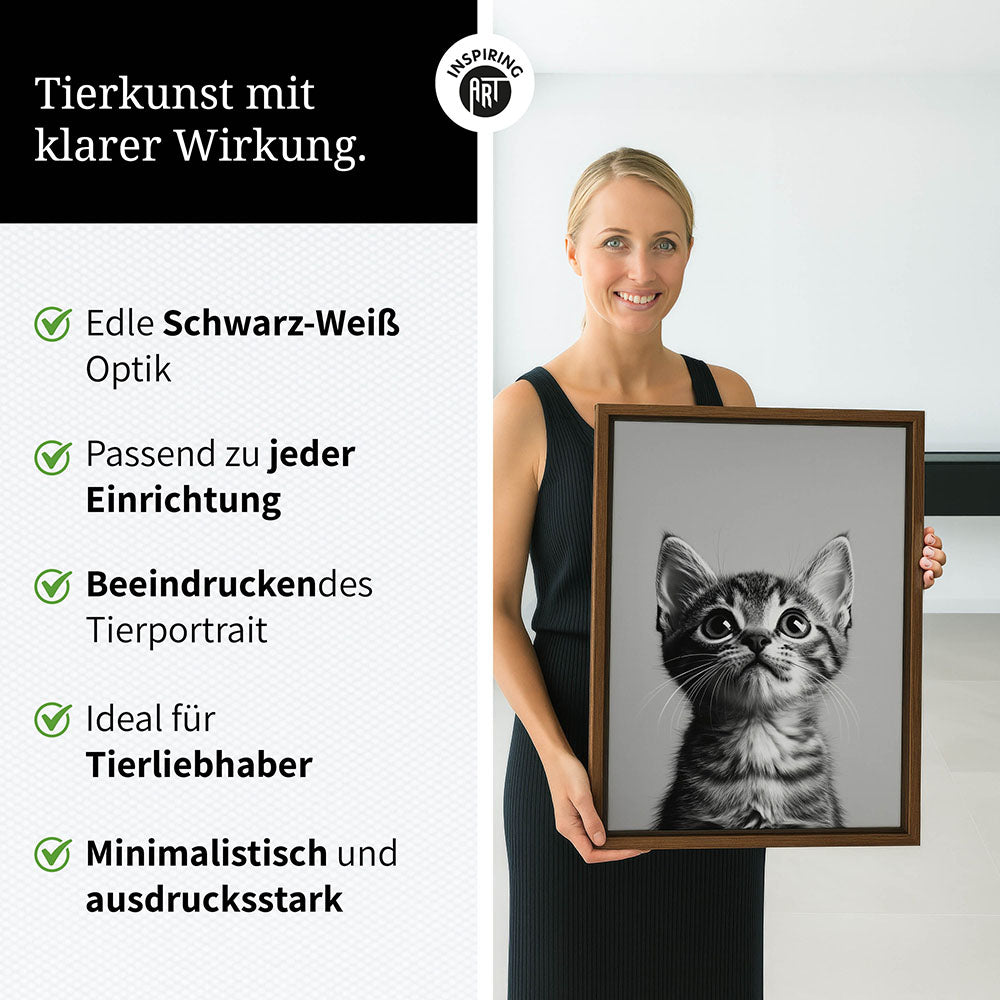 Leinwandbild: Tierporträt Katze "Nova" in Schwarz-Weiß