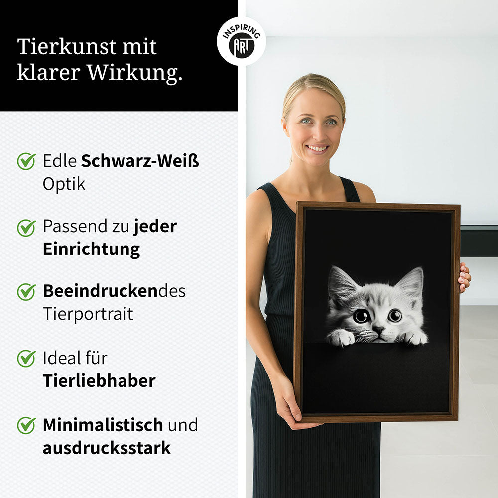 Leinwandbild: Tierporträt Katze "Misty" in Schwarz-Weiß