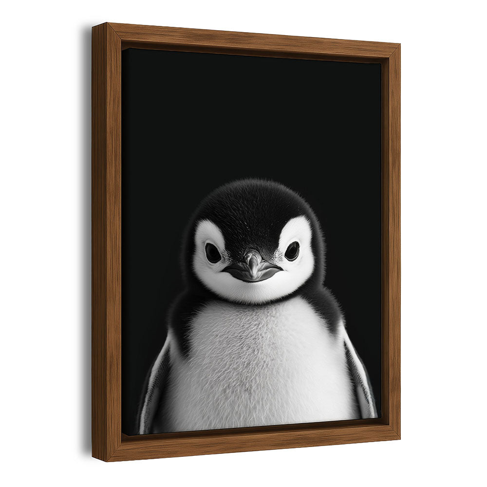 Gerahmtes Leinwandbild Pinguin Schwarz Weiß