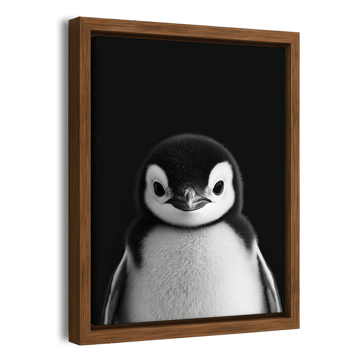 Gerahmtes Leinwandbild Pinguin Schwarz Weiß