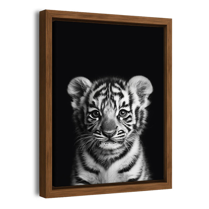 Leinwandbild mit Rahmen Tigerbaby Schwarz Weiß