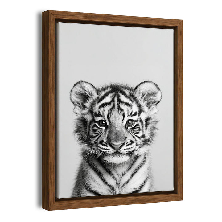 Leinwand Wandbild mit Rahmen Tiger Schwarz Weiß