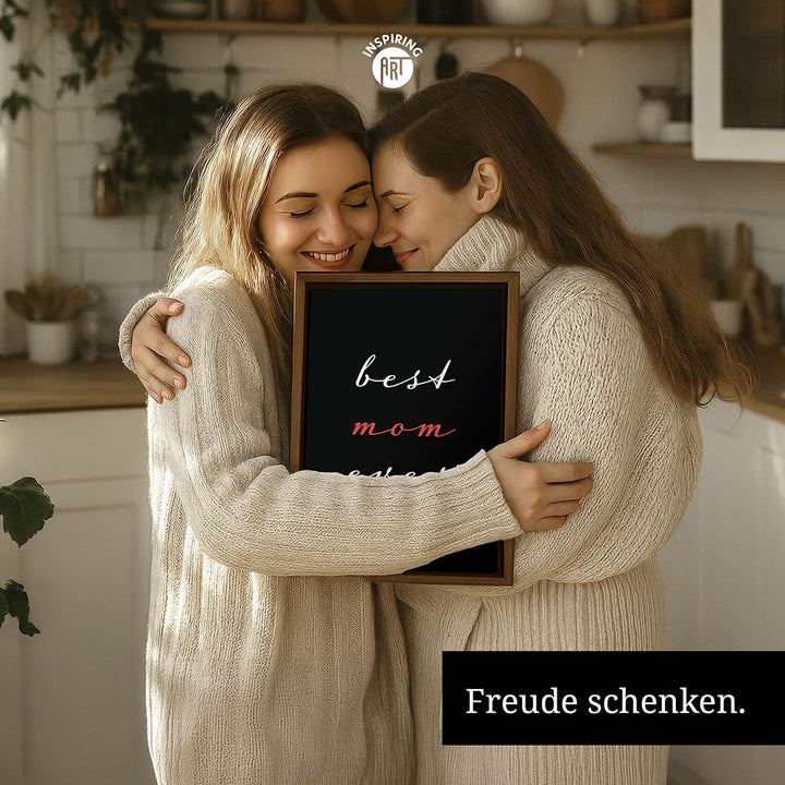 "Best mom ever" Typografie - Leinwandbild in Schwarz-Weiß-Rot