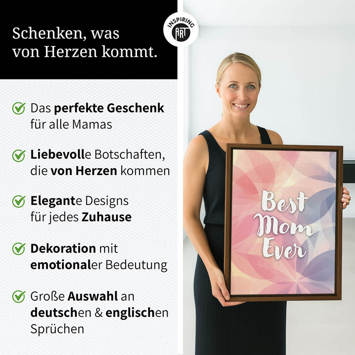"Best mom ever" Flower Power- Leinwandbild bunt