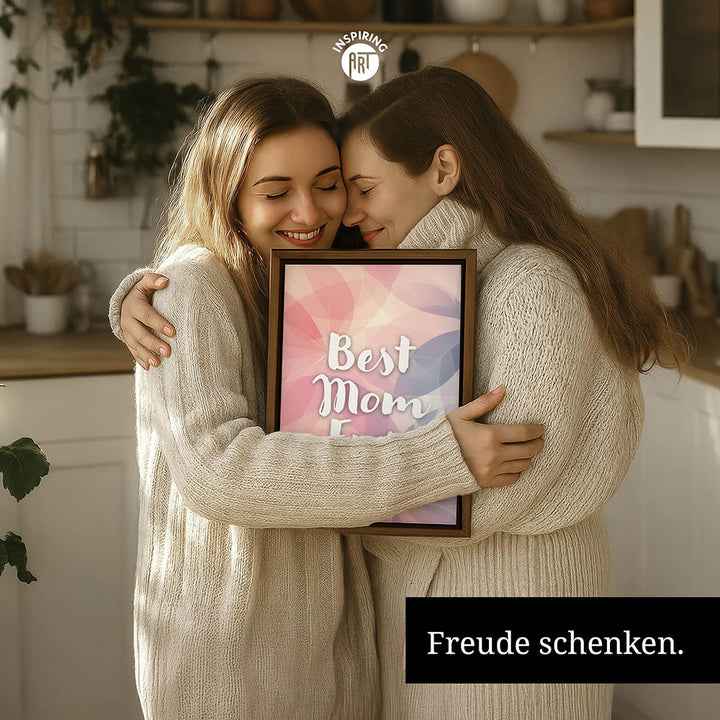 "Best mom ever" Flower Power- Leinwandbild bunt