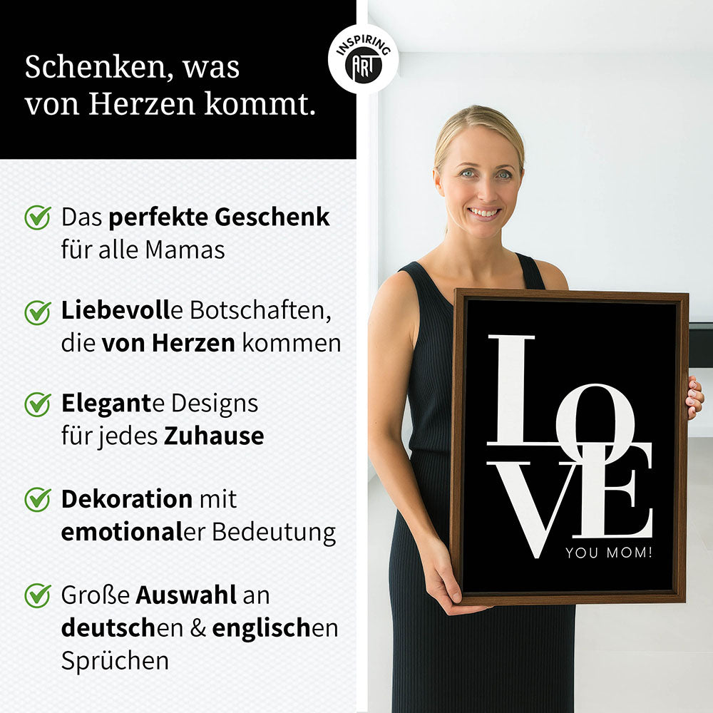 "Love you Mom" - Leinwandbild in Schwarz-Weiß