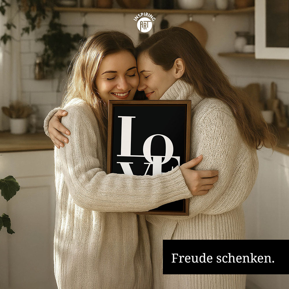 "Love you Mom" - Leinwandbild in Schwarz-Weiß