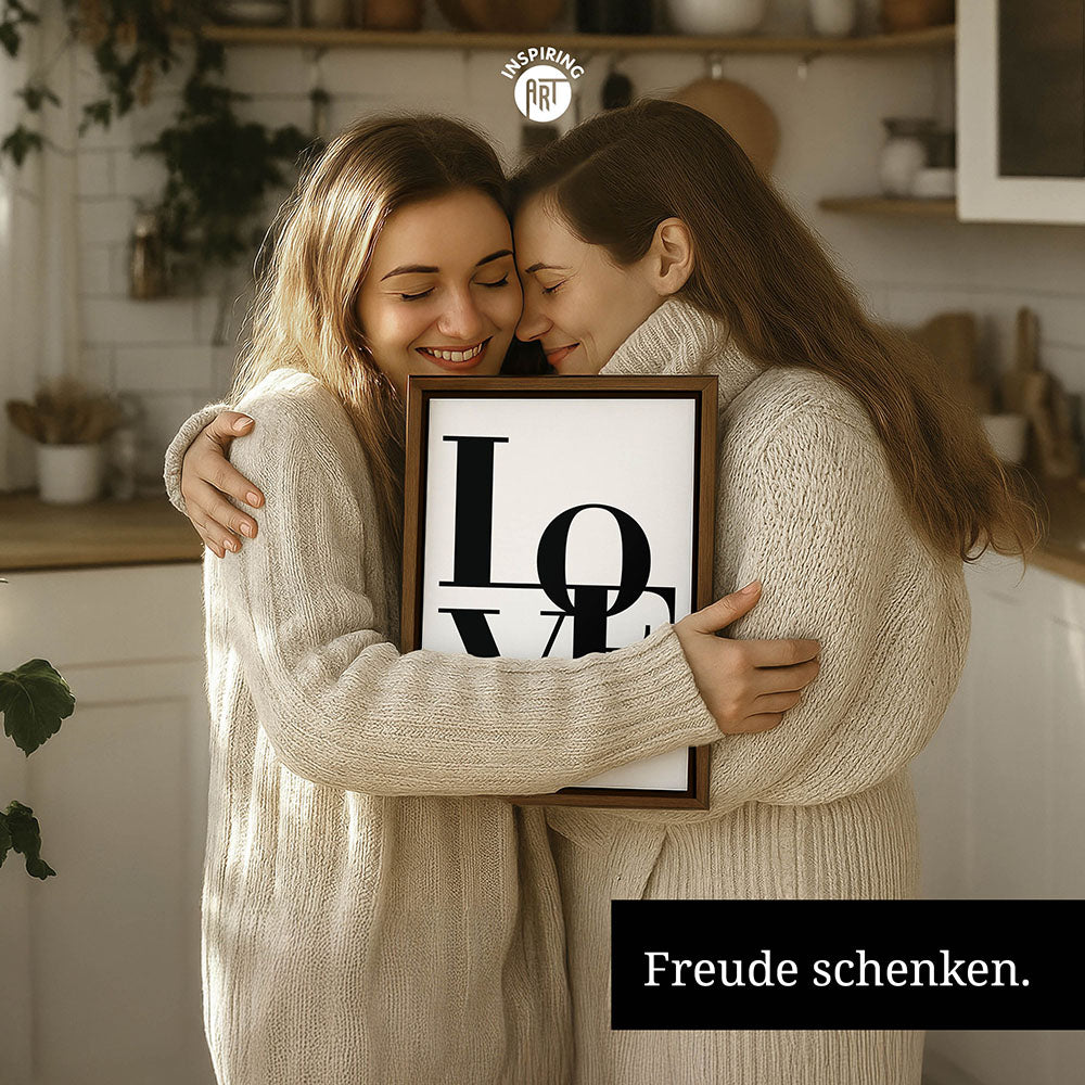 "Love you Mom" - Leinwandbild in Weiß-Schwarz