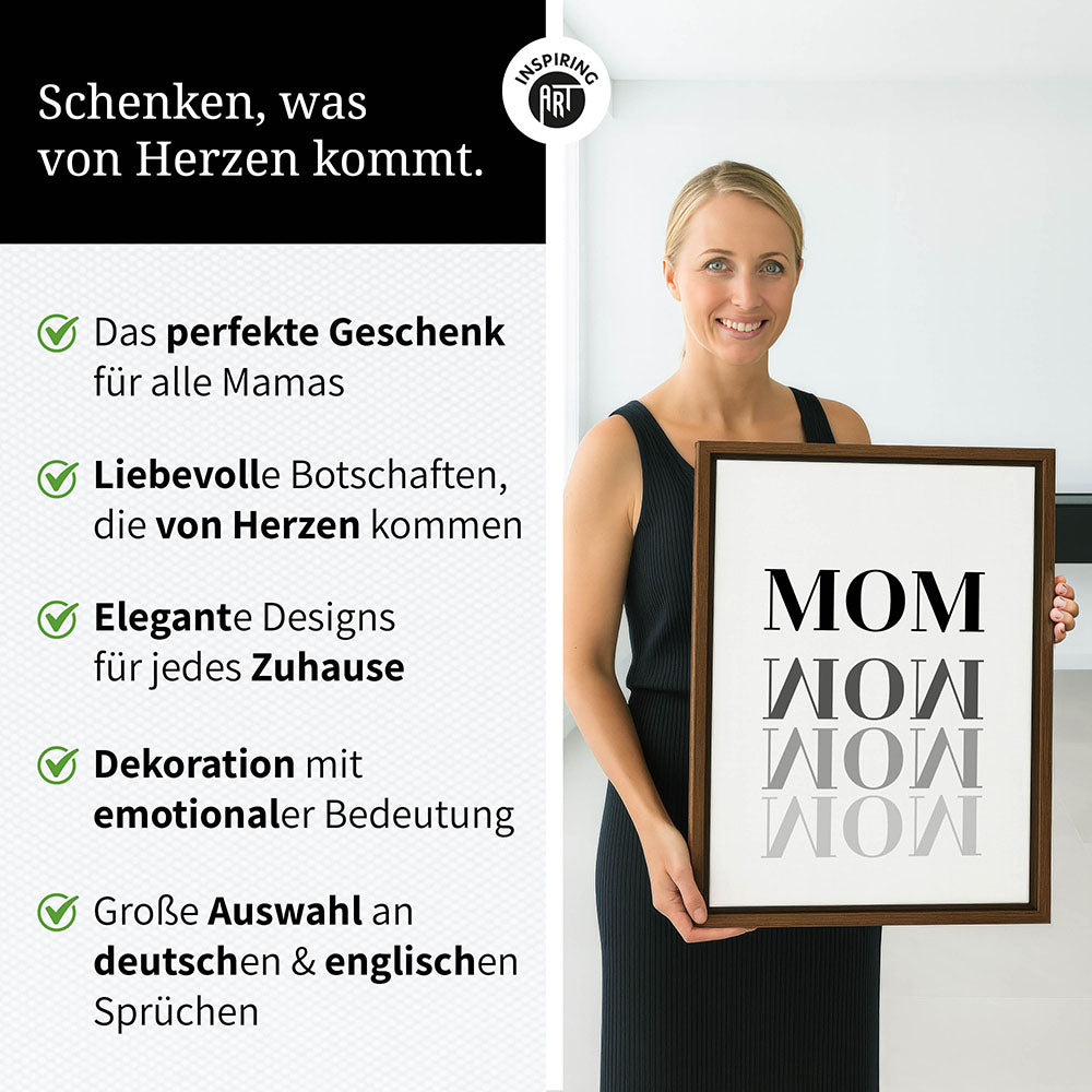 "Mom-Wow" - Leinwandbild in Weiß-Schwarz