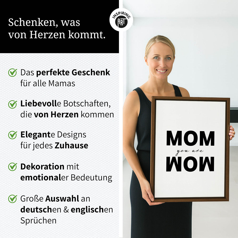 "Mom you are wow" - Leinwandbild in Weiß-Schwarz