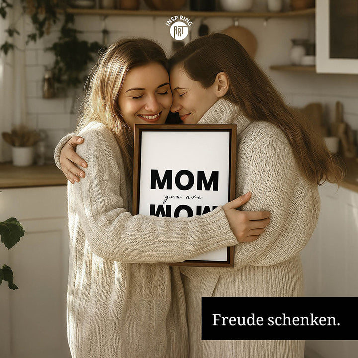 "Mom you are wow" - Leinwandbild in Weiß-Schwarz