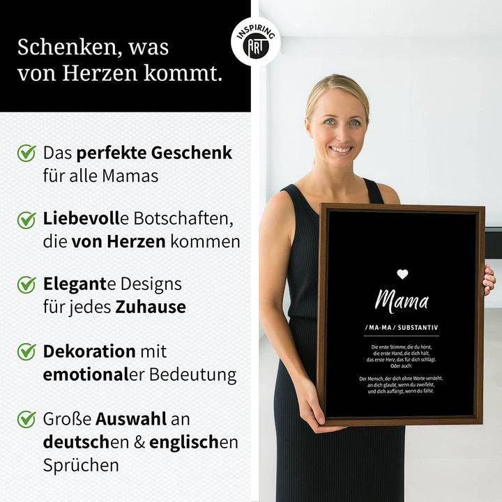 Mama - Wortdefinition - Leinwandbild in Schwarz-Weiß