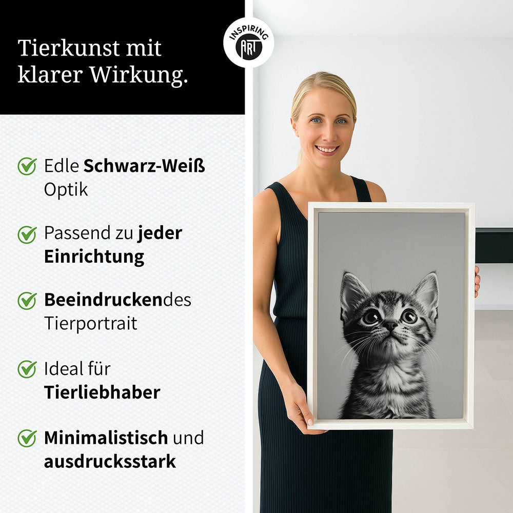 Leinwandbild: Tierporträt Katze "Nova" in Schwarz-Weiß