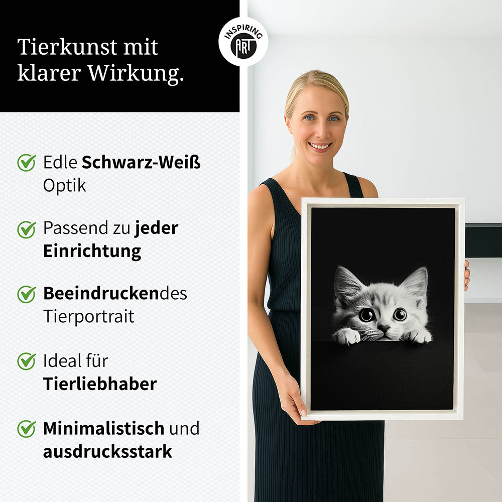 Leinwandbild: Tierporträt Katze "Misty" in Schwarz-Weiß