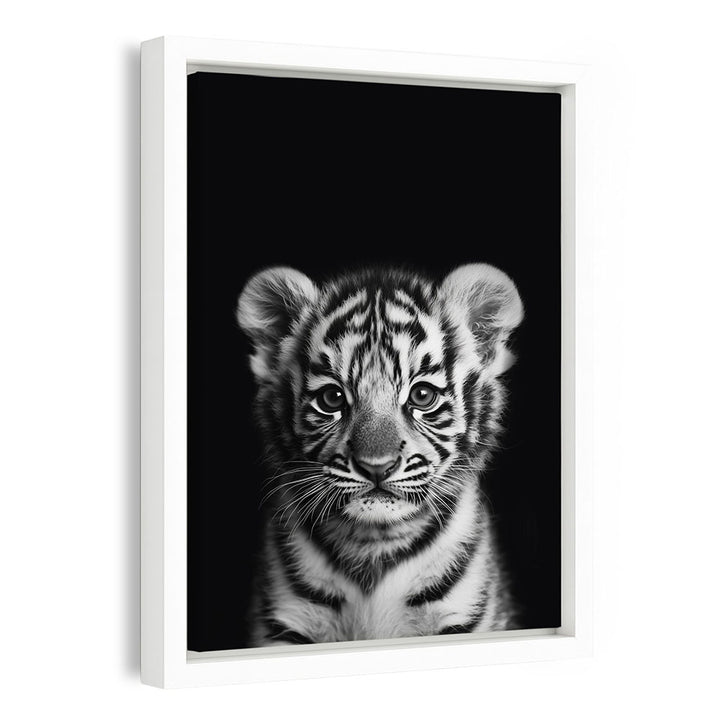 Leinwandbild mit Rahmen Tigerbaby Schwarz Weiß