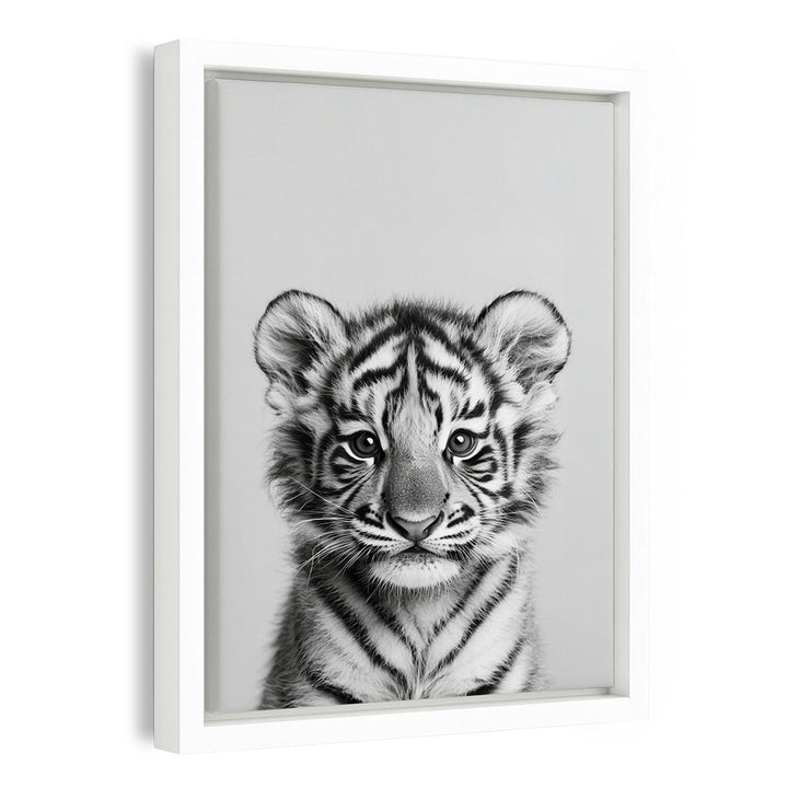 Leinwand Wandbild mit Rahmen Tiger Schwarz Weiß