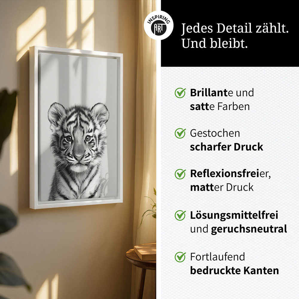 Leinwandbild: Tierporträt Tiger "Raja" in Schwarz-Weiß