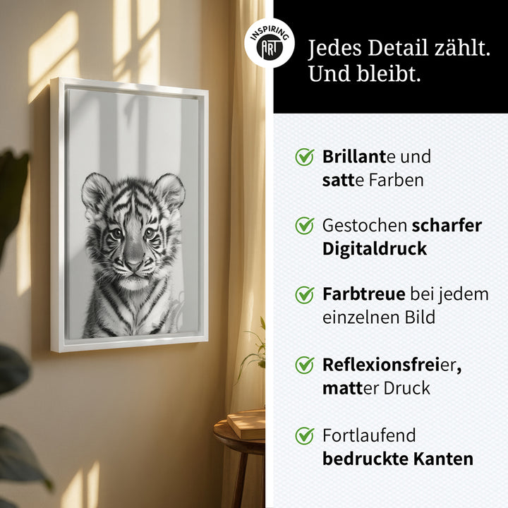 Leinwandbild: Tierporträt Tiger "Raja" in Schwarz-Weiß