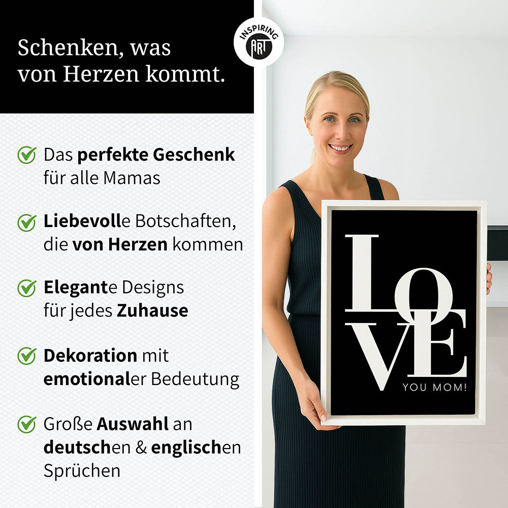 "Love you Mom" - Leinwandbild in Schwarz-Weiß