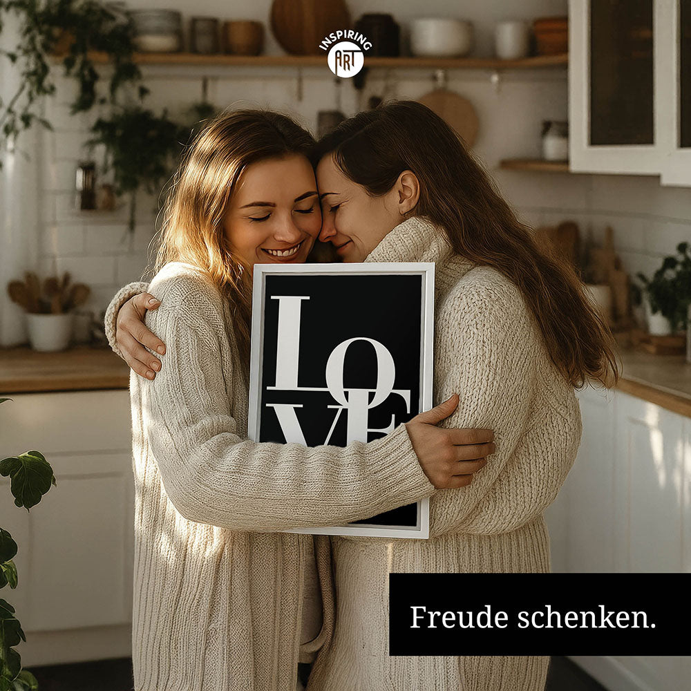 "Love you Mom" - Leinwandbild in Schwarz-Weiß