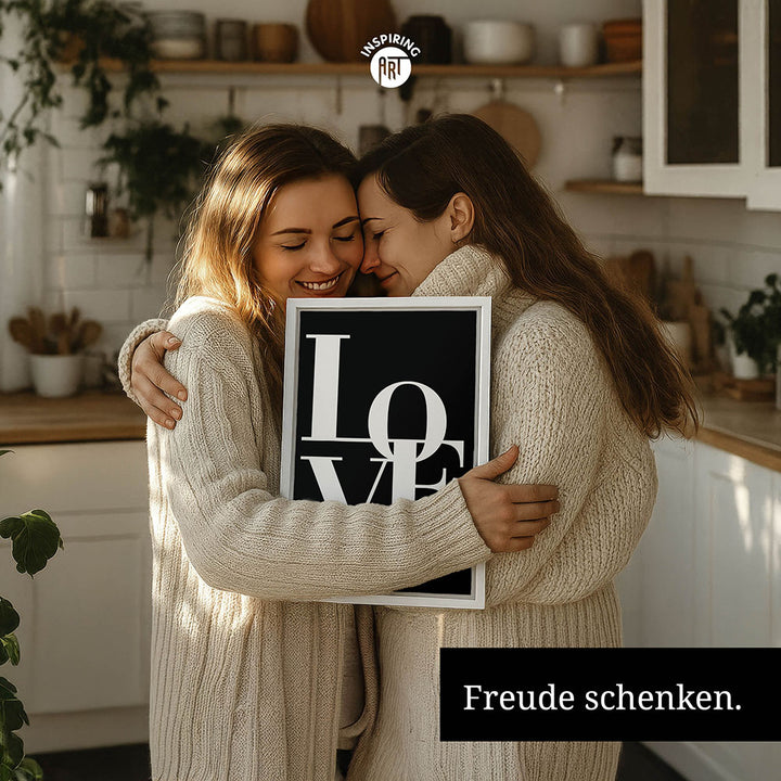 "Love you Mom" - Leinwandbild in Schwarz-Weiß