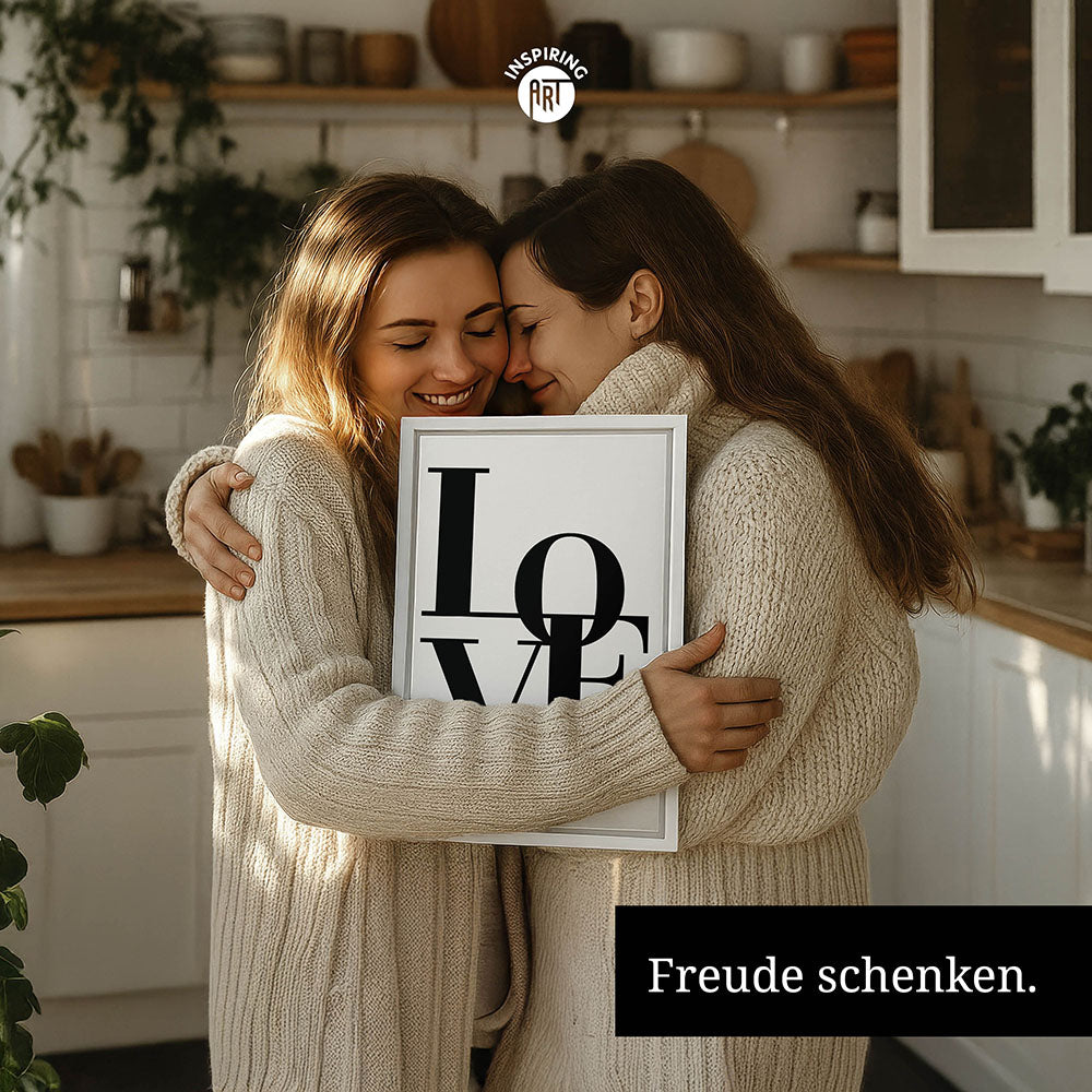 "Love you Mom" - Leinwandbild in Weiß-Schwarz