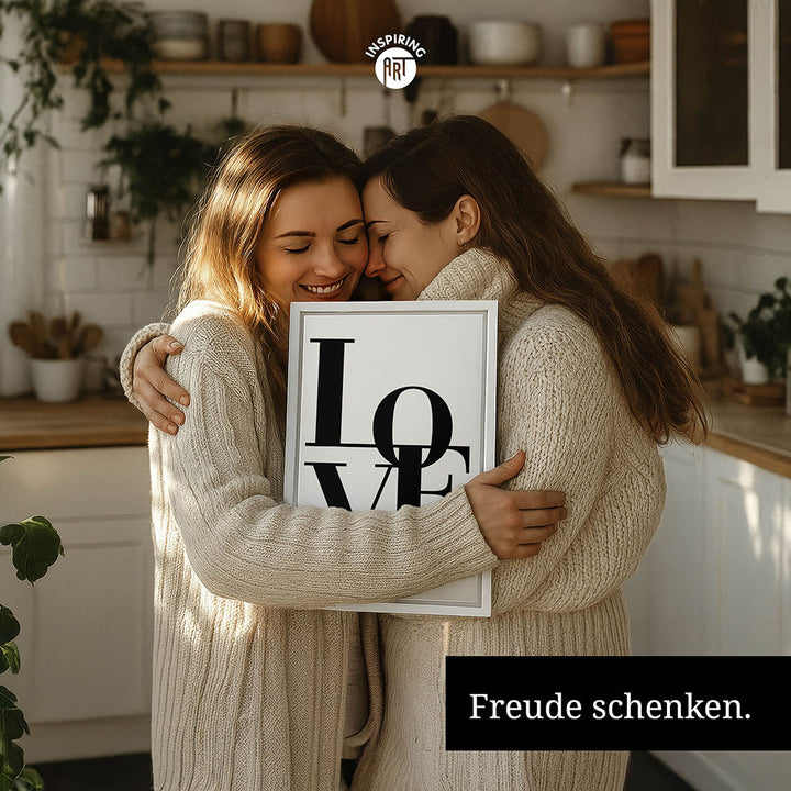 "Love you Mom" - Leinwandbild in Weiß-Schwarz