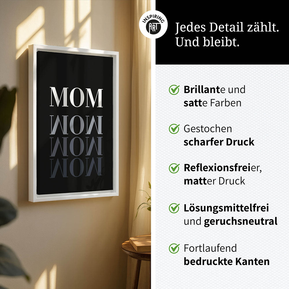 "Mom-Wow" - Leinwandbild in Schwarz-Weiß