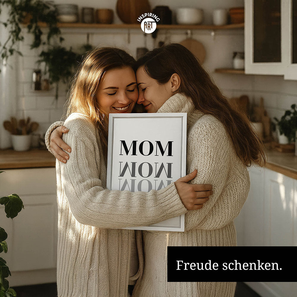 "Mom-Wow" - Leinwandbild in Weiß-Schwarz