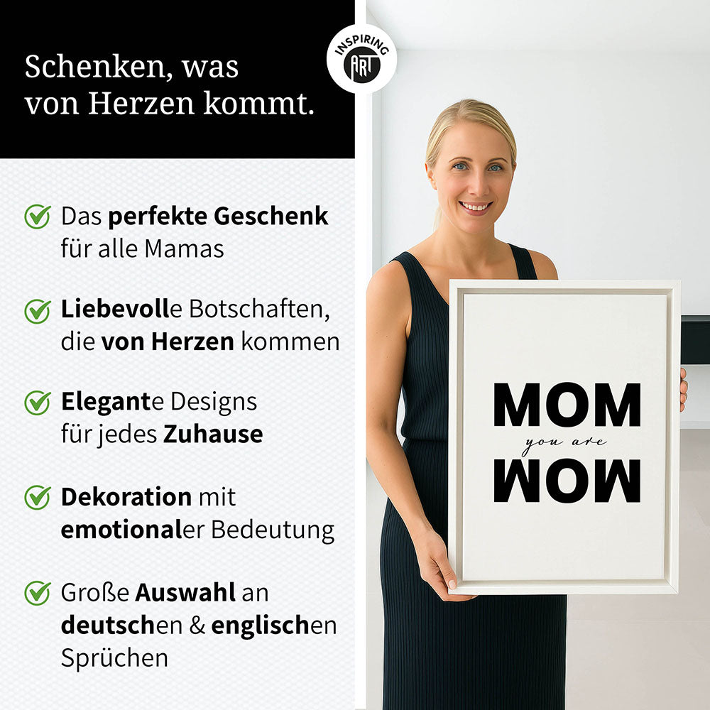 "Mom you are wow" - Leinwandbild in Weiß-Schwarz