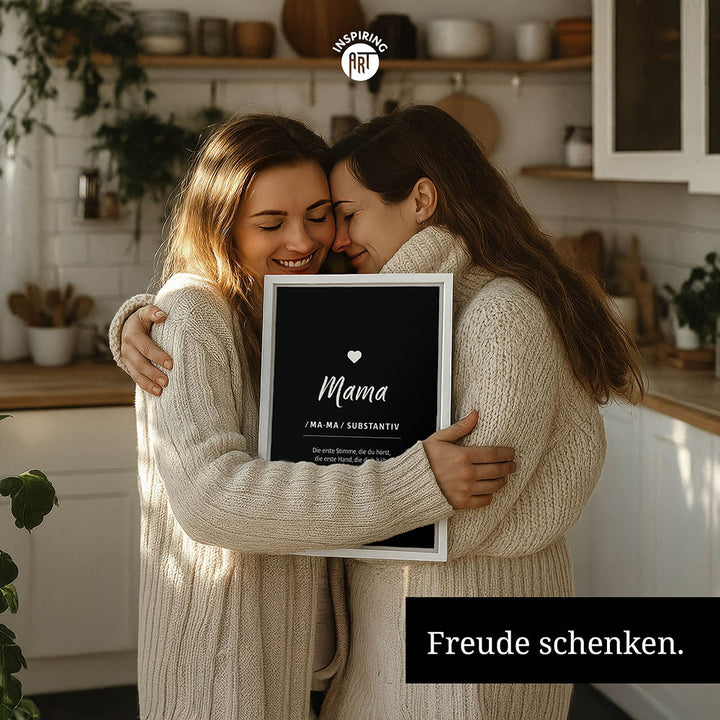 Mama - Wortdefinition - Leinwandbild in Schwarz-Weiß