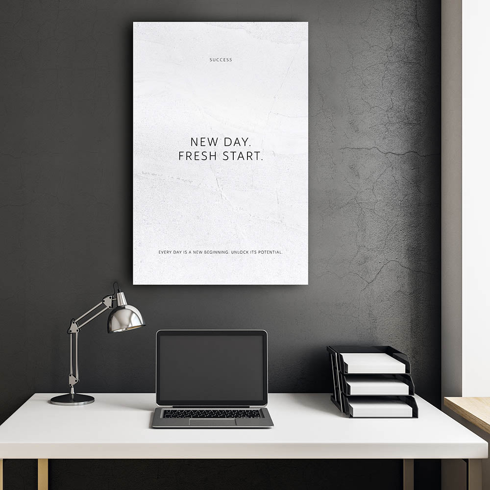 New day. Fresh start. – Leinwand Wandbild Motivation