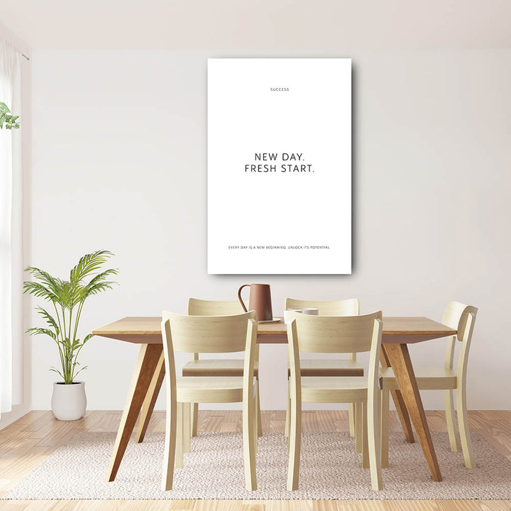 New day. Fresh start. – Leinwand Wandbild Motivation